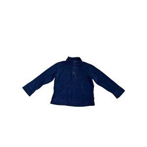 Janie & Jack Navy Blue 1/4 Button Pullover Sweatshirt With Kangaroo Pocket Boys